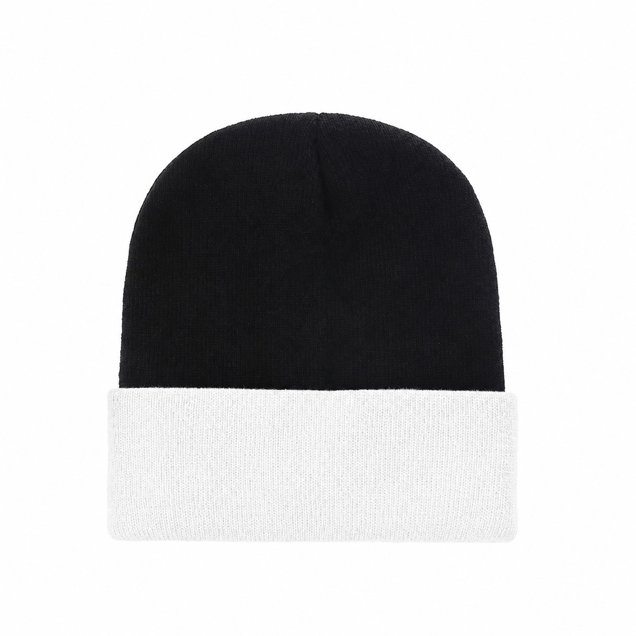 Polyester Two Tone Cuffed Beanie — White