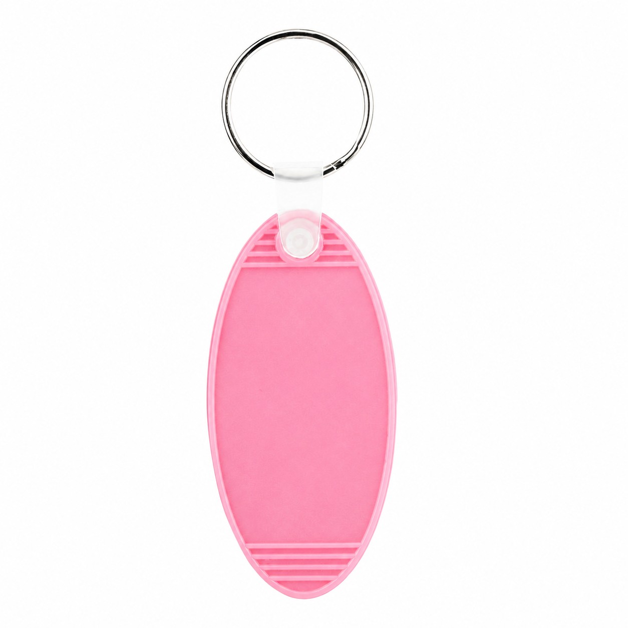 Retro Oval Plastic Keytag Ring — Pink