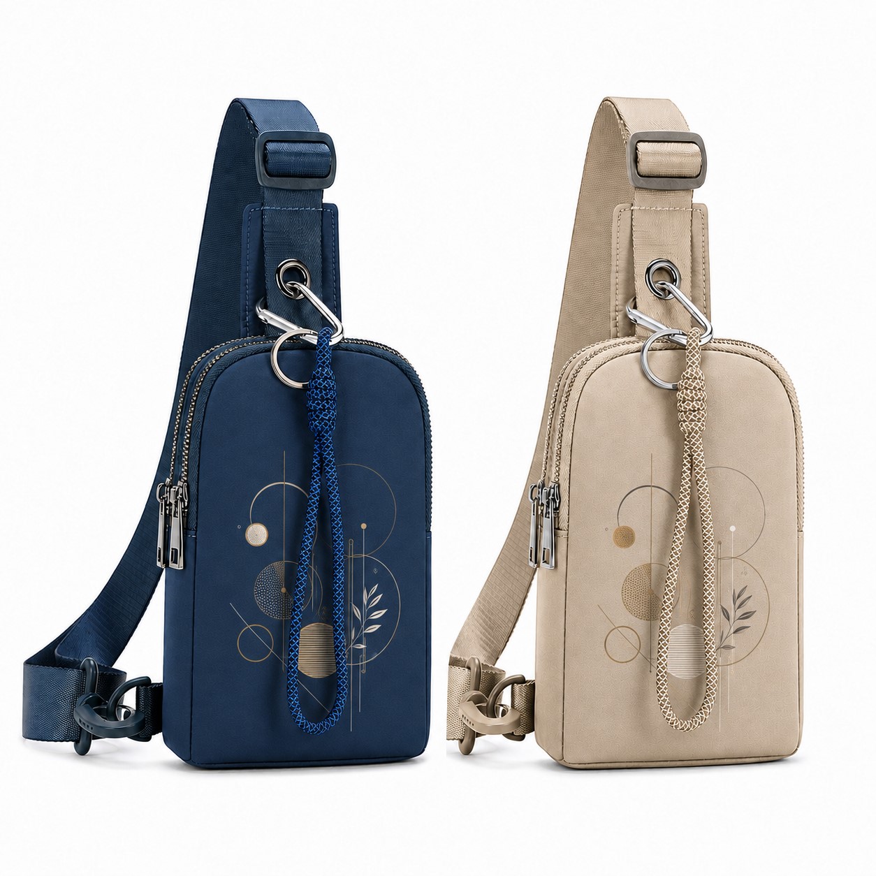 Nylon Dual Zipper Crossbody Fanny Pack