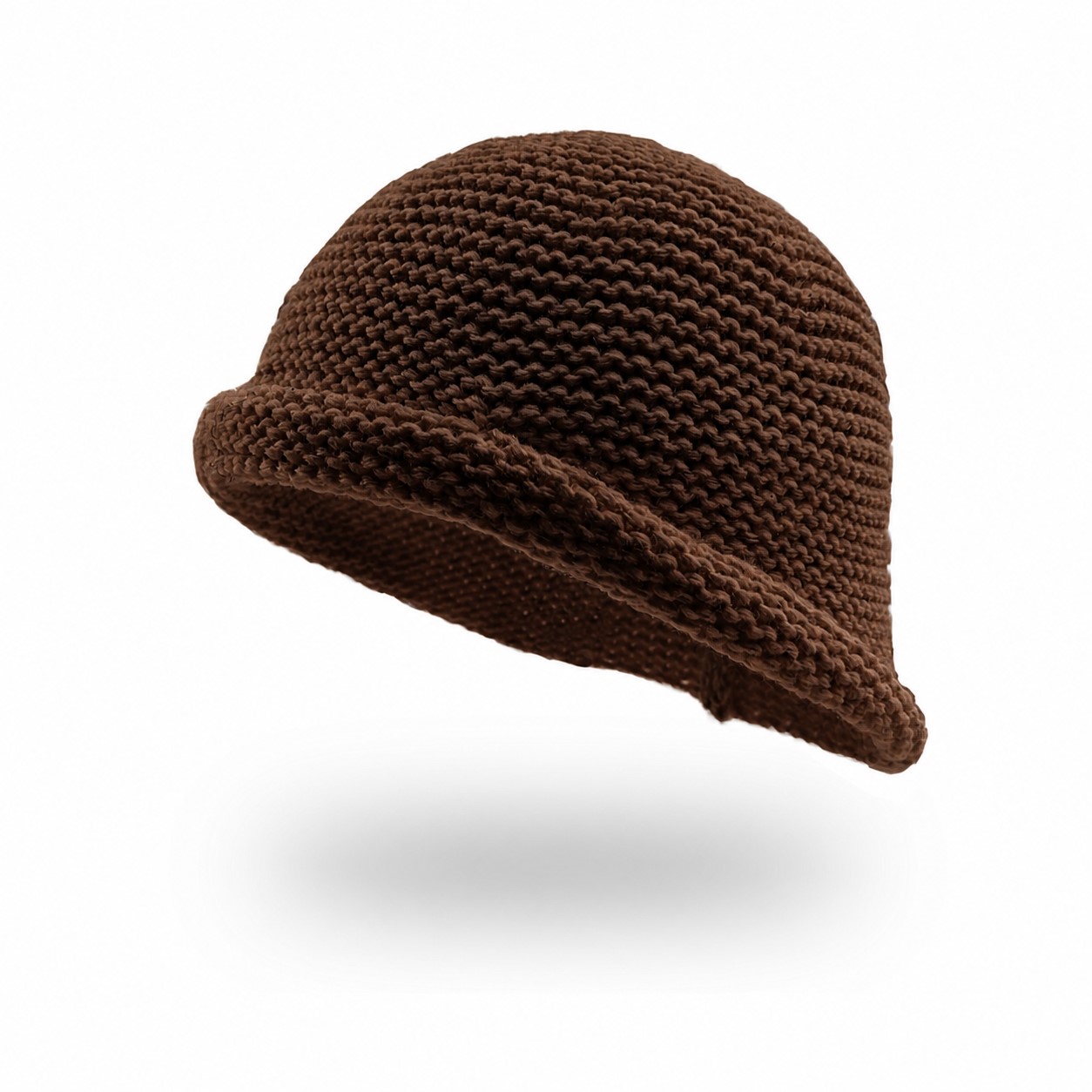 Wool Blend Rolled Cuff Bucket Hat — Coffee Brown
