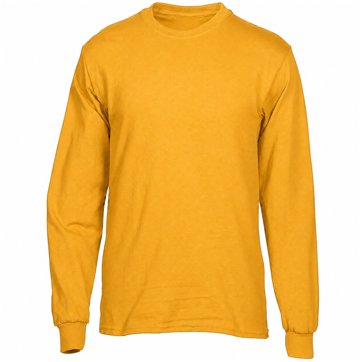 Cotton Long Sleeve Crewneck Shirt — Gold