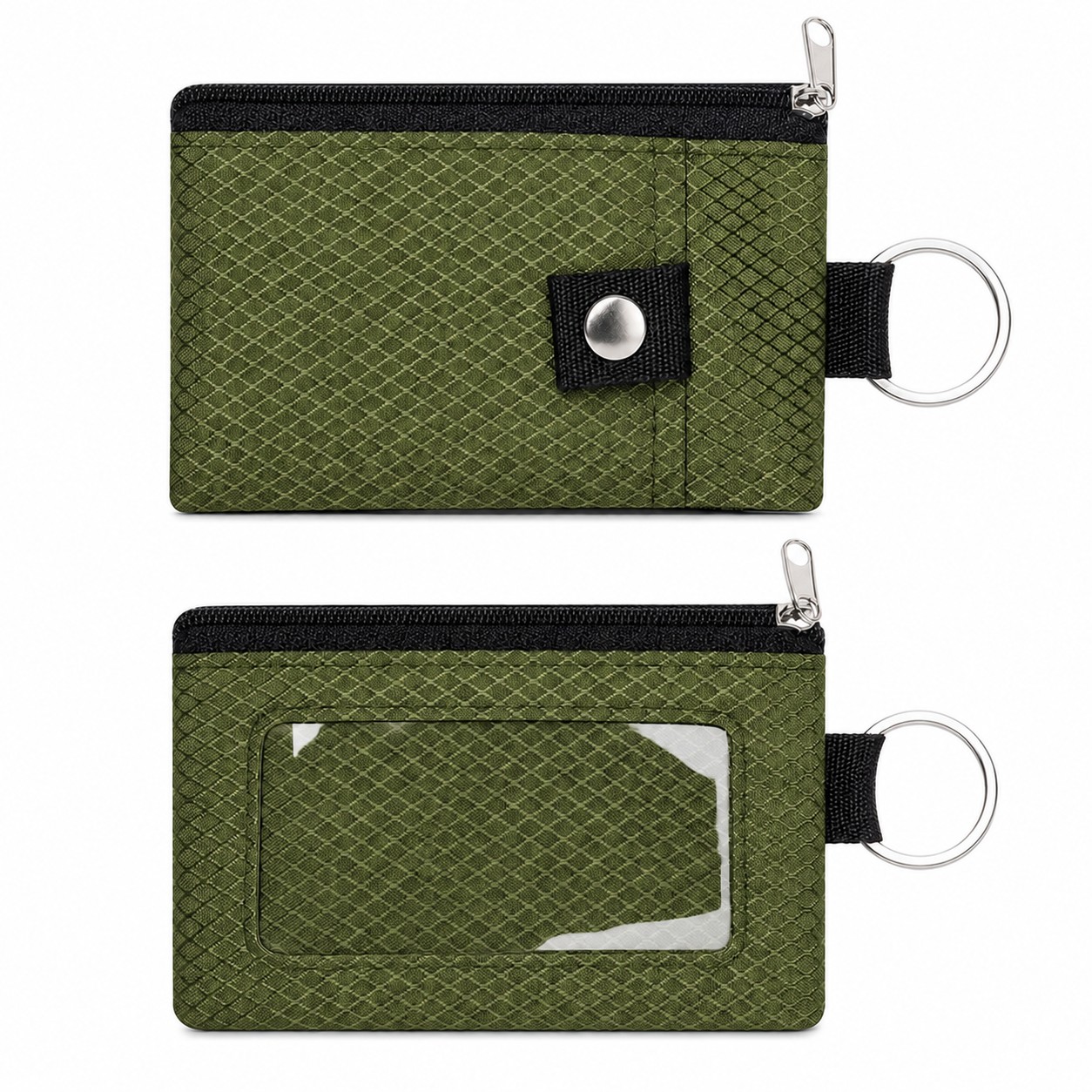 RFID Blocking PU Wallet With Key Ring — Olive Green