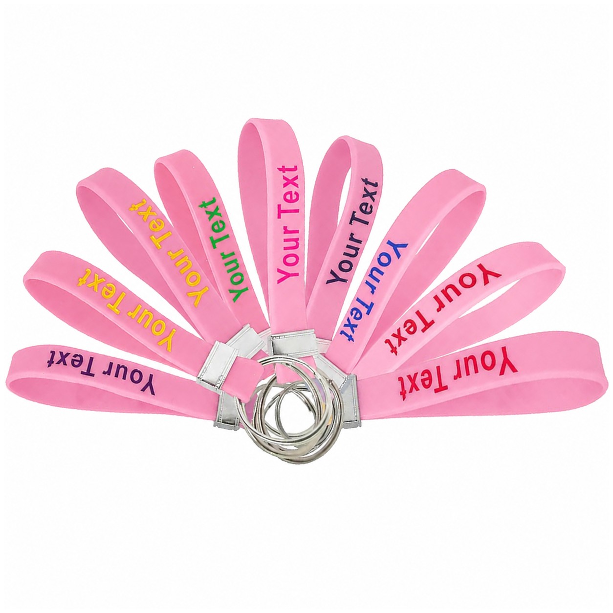 Silicone Loop Keychain Wristband — Pink