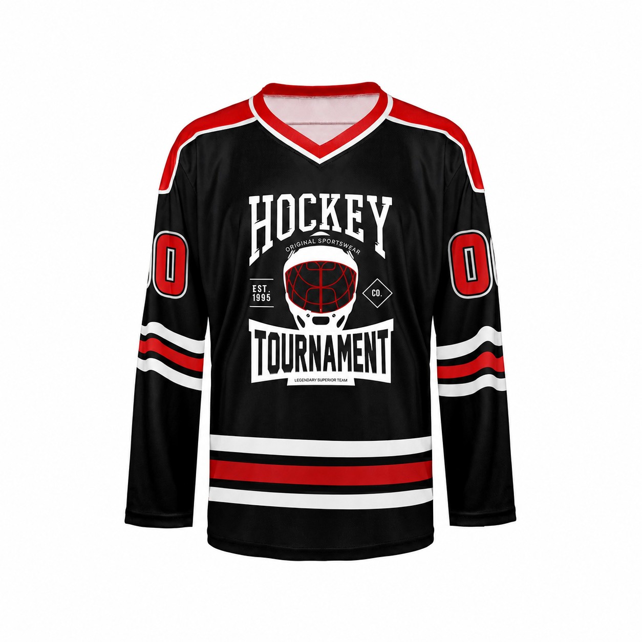 Mesh Polyester Ice Hockey Jersey — Black