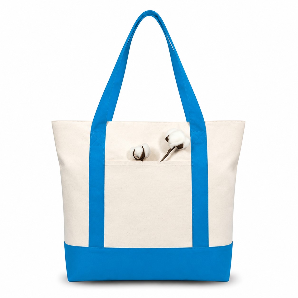 Two Tone Zippered Cotton Canvas Pocket Tote — view 2