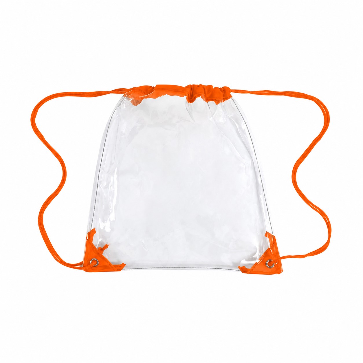 PVC And 210D Polyester Clear Drawstring Bag — Orange