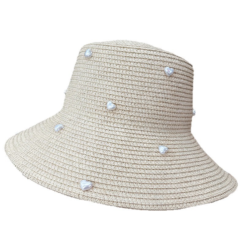 Pearl Straw Bucket Sun Hat — view 2