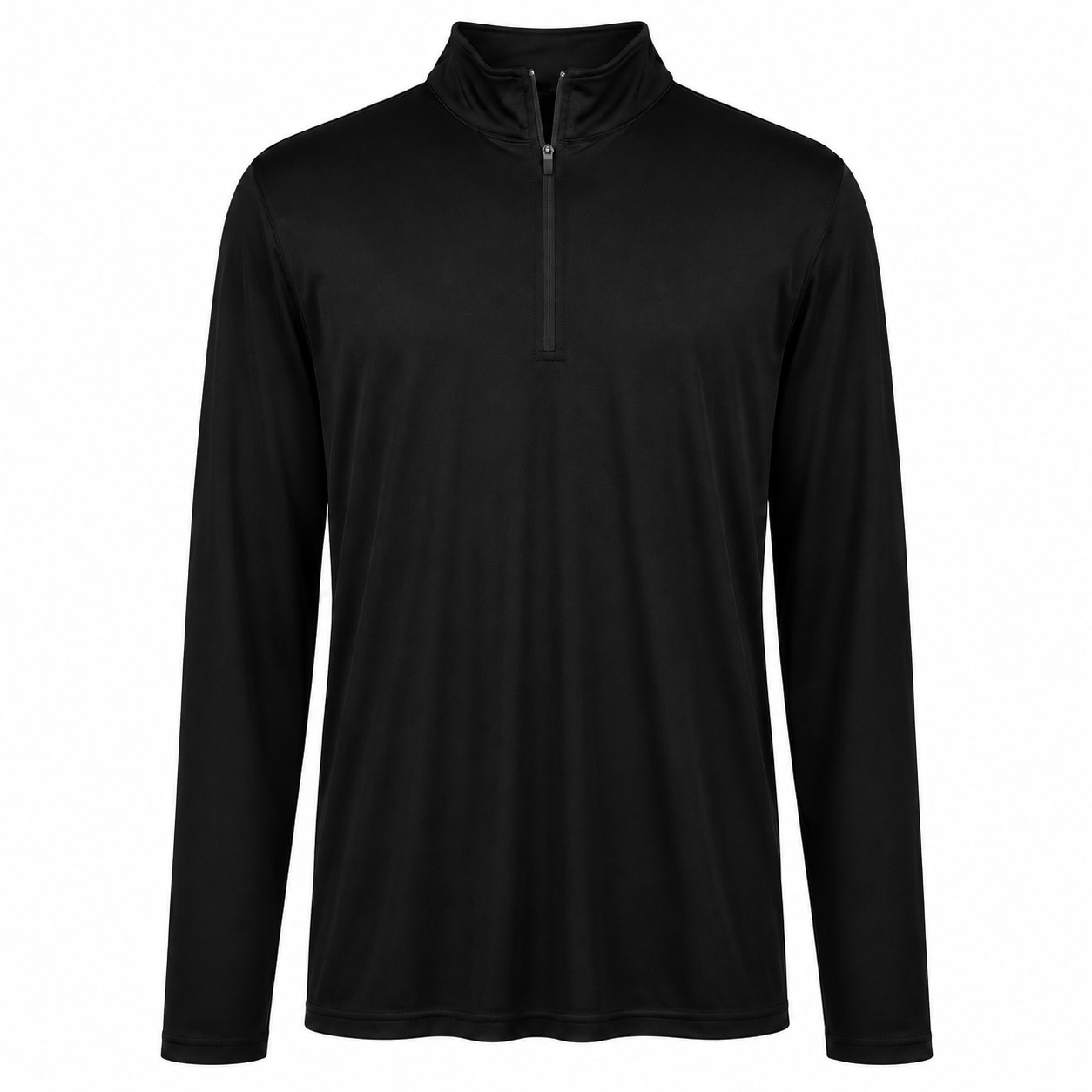 Men's Polyester Quarter Zip Team Pullover — Black