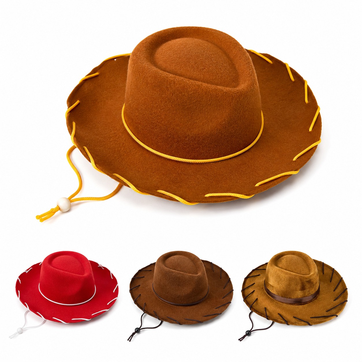 Drawstring Wool Cowboy Costume Hat