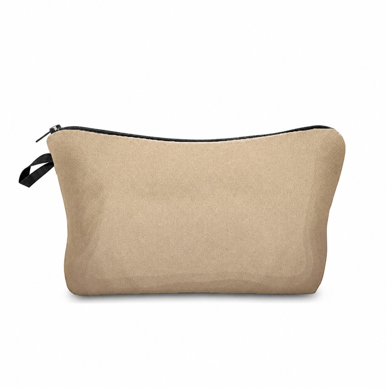 Polyester Cosmetic Travel Zipper Pouch — Tan Beige