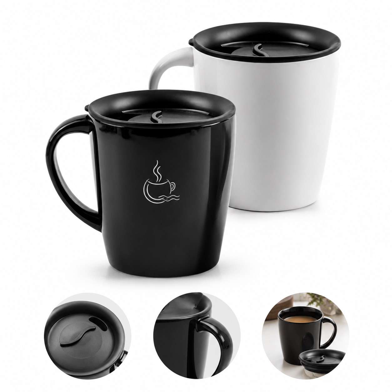 Handled Double Wall Stainless Steel Coffee Mug