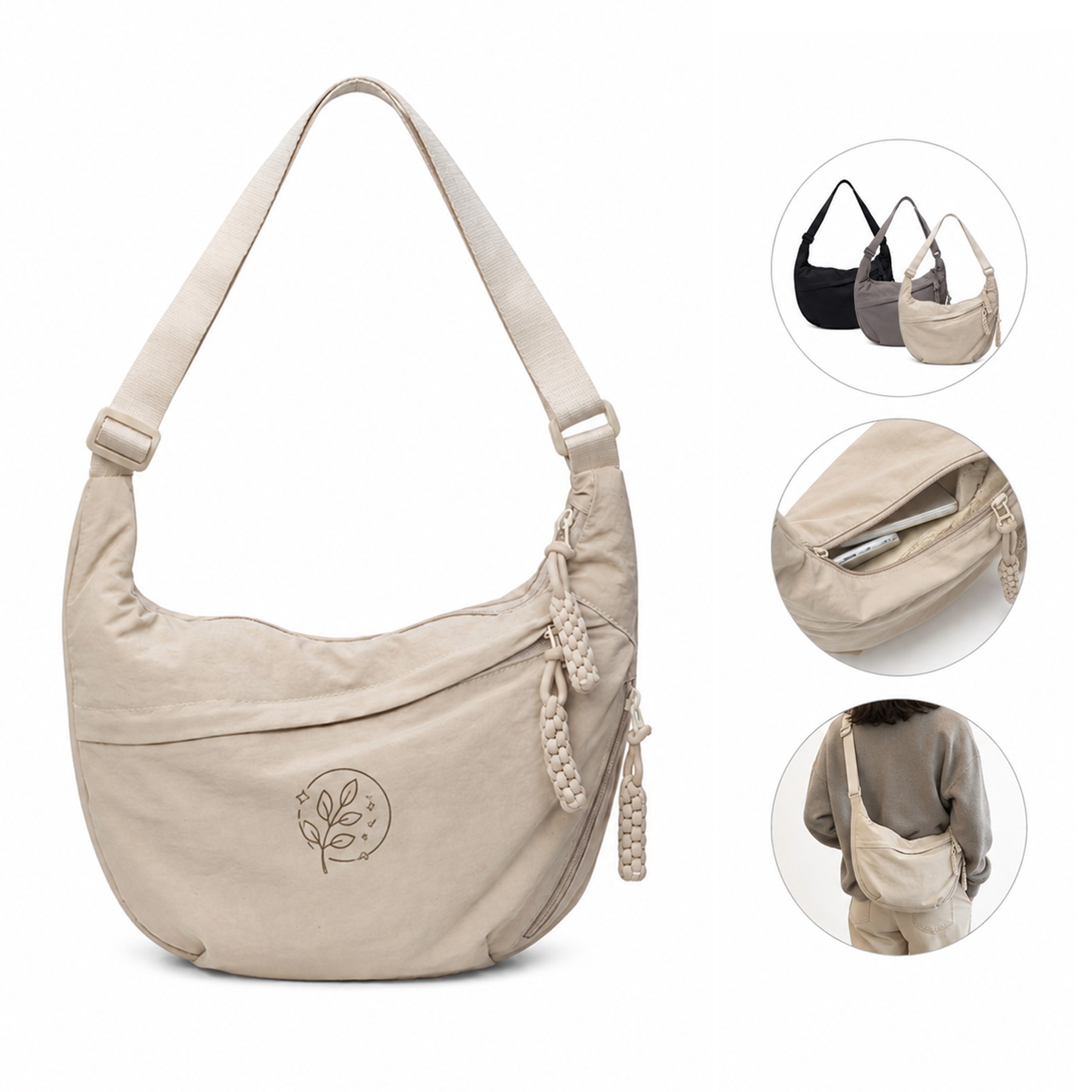 Wide Fabric Crossbody Shoulder Bag