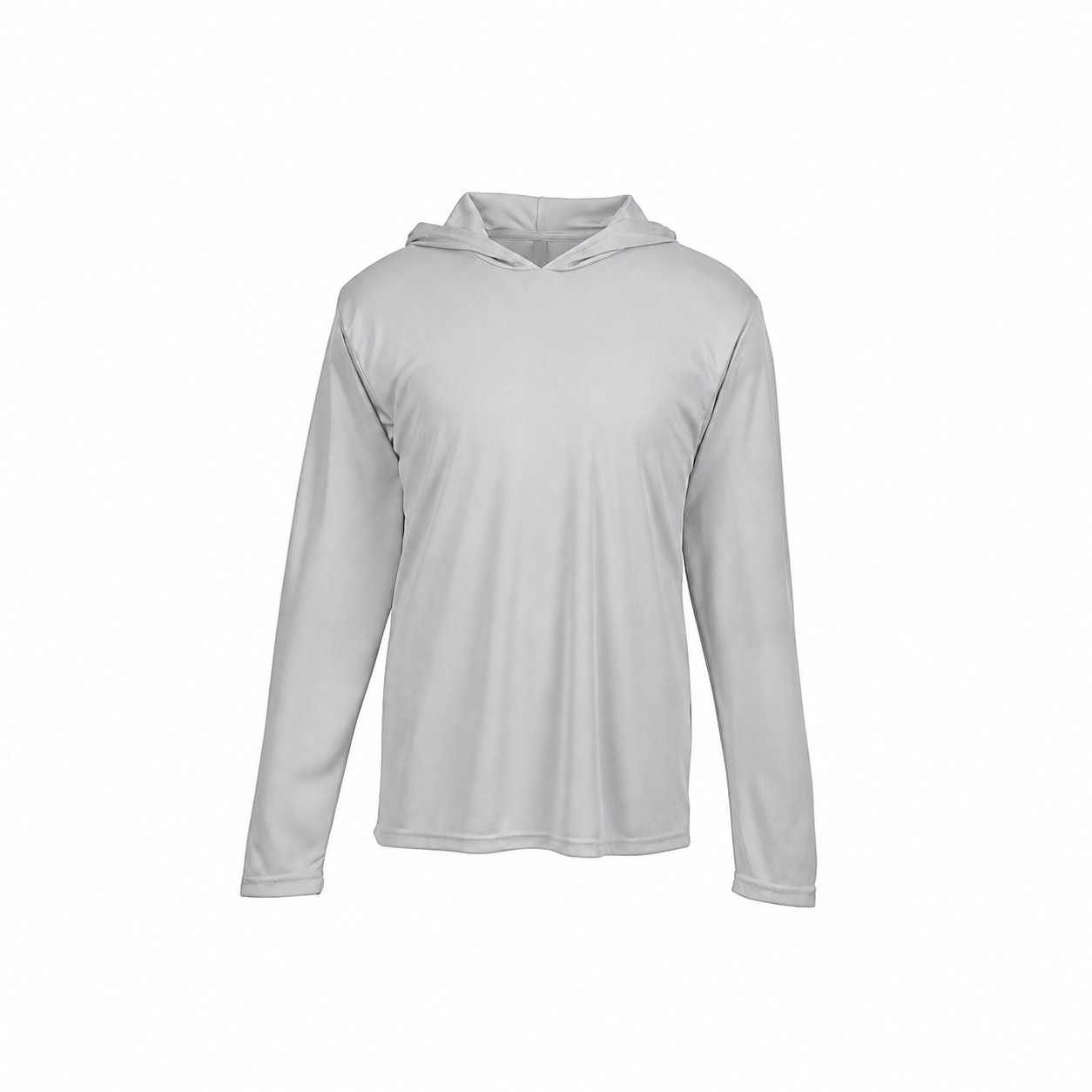 Lightweight Polyester Long Sleeve Hooded Team Shirt — Silver