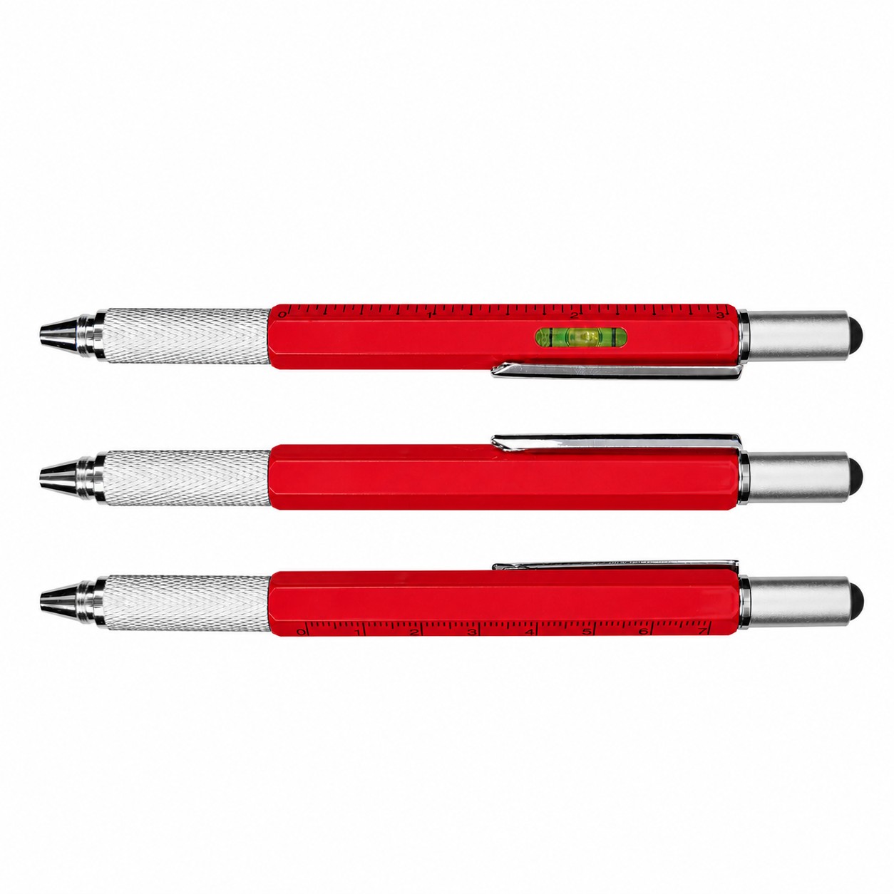Six Function Aluminum Tool Pen — Red