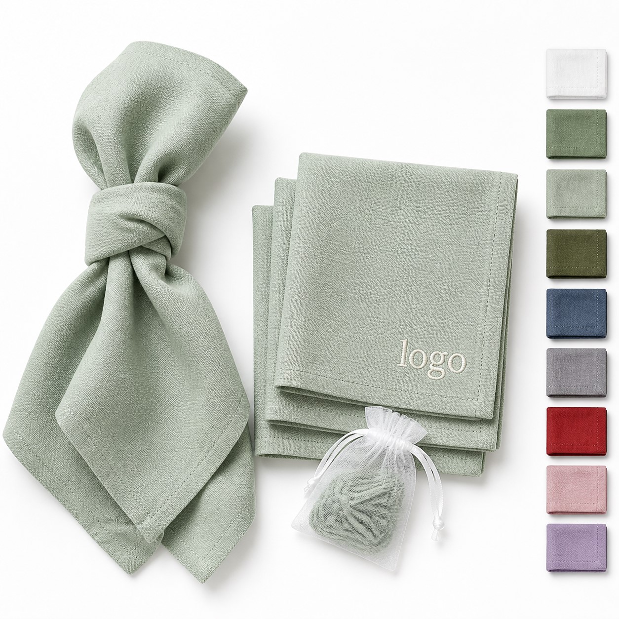 Dinner Napkin With Crumpled Flax Linen Texture