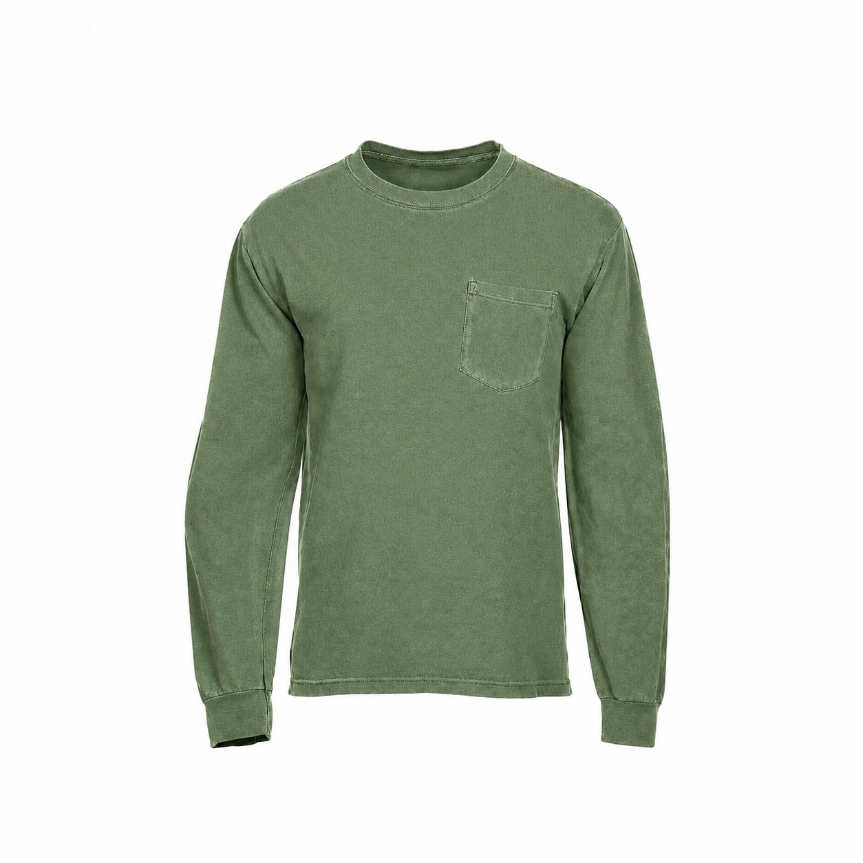Ringspun Cotton Pocket Long Sleeve Shirt — Green