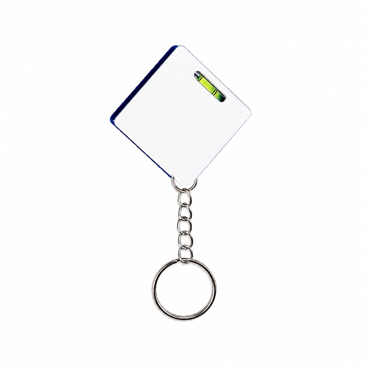 Square Tape Measure Level Keychain — White