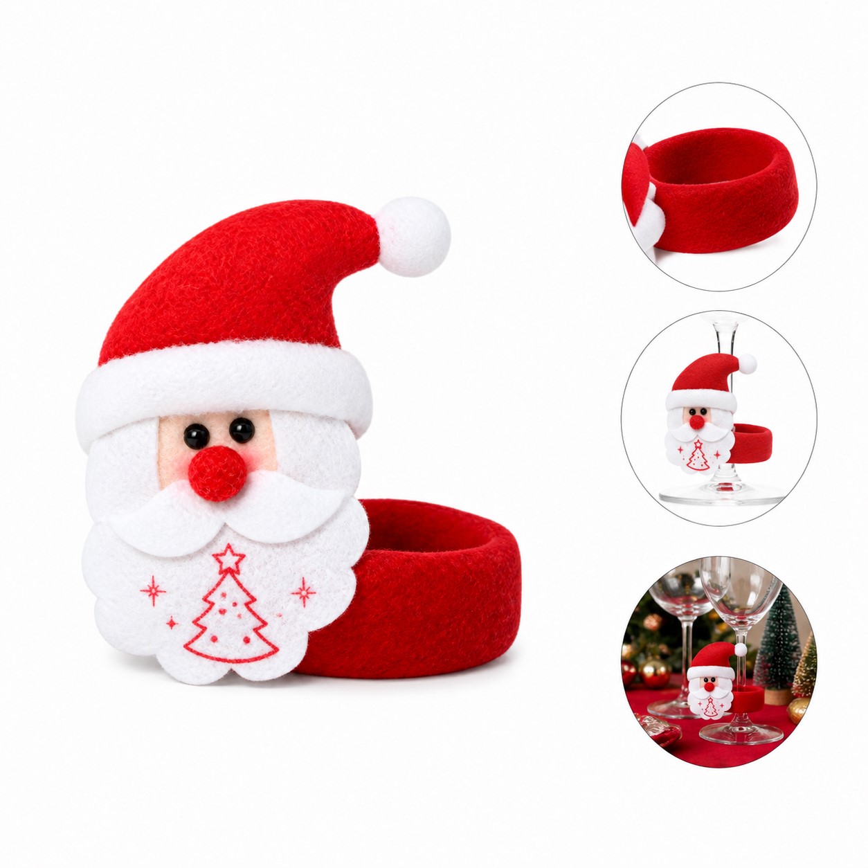 Santa Wine Glass Charm With Wraparound Band