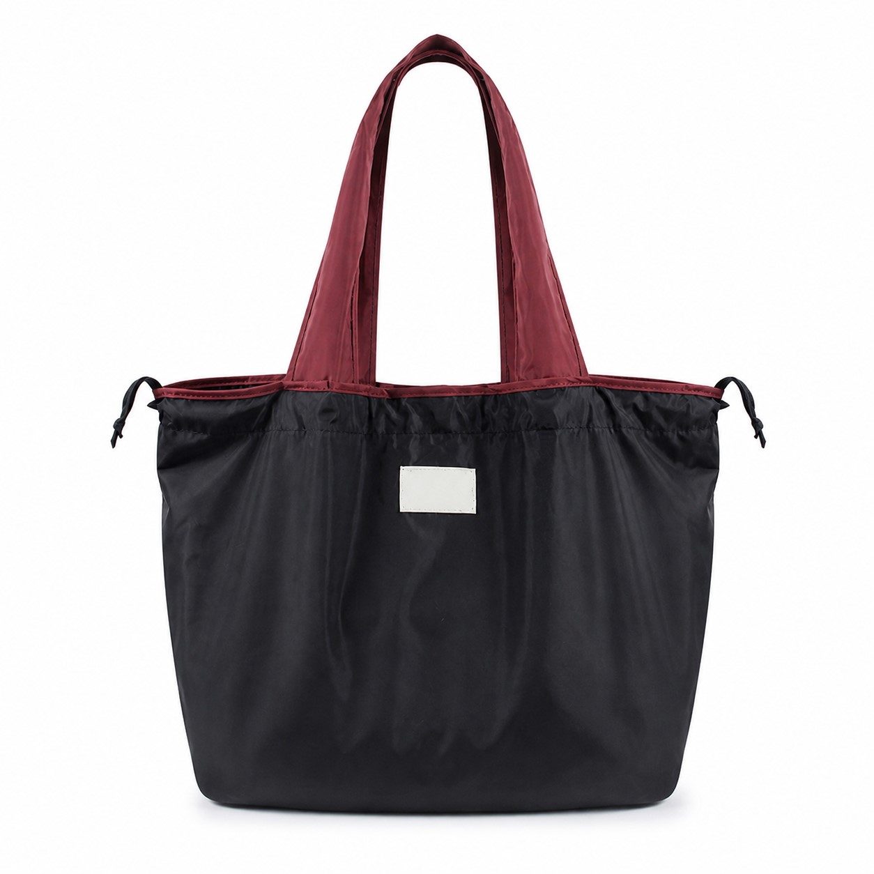 Large Drawstring Polyester Shopper Tote — view 2