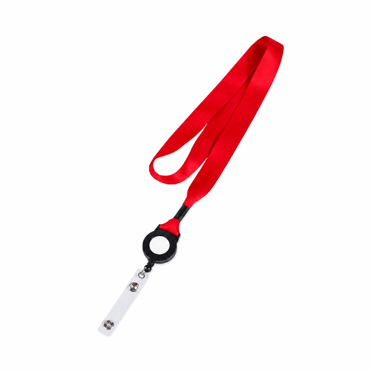 Plastic Crimp Badge Reel Lanyard — Red