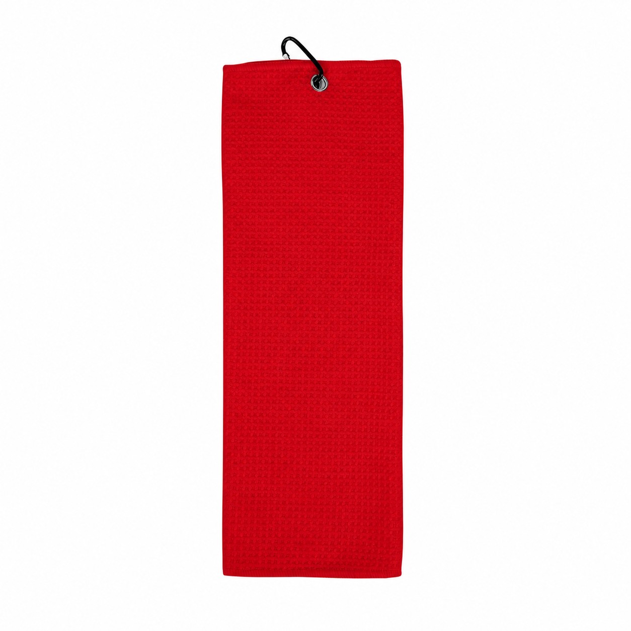 Waffle Golf Towel With Carabiner — Red