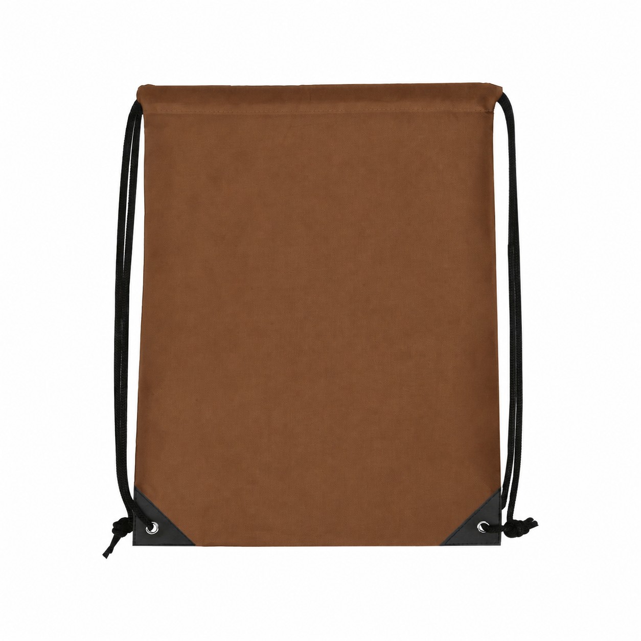 Metal Grommets Polyester Drawstring Bag — Brown