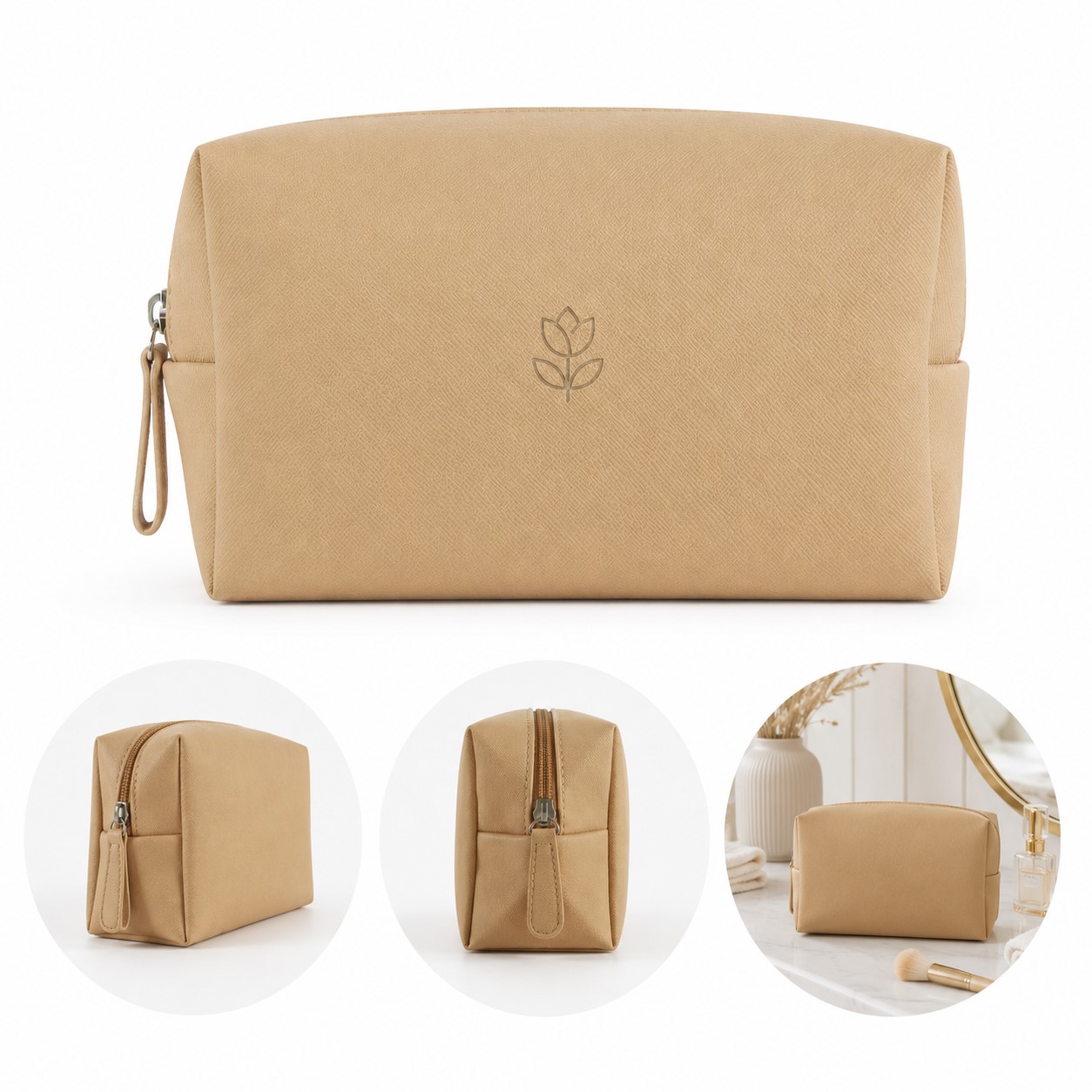 Boxy Faux Leather Cosmetic Pouch — view 1