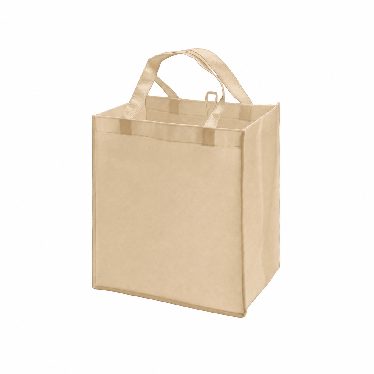80GSM Non-Woven 16" Reinforced Handles Tote Bag — Tan Beige