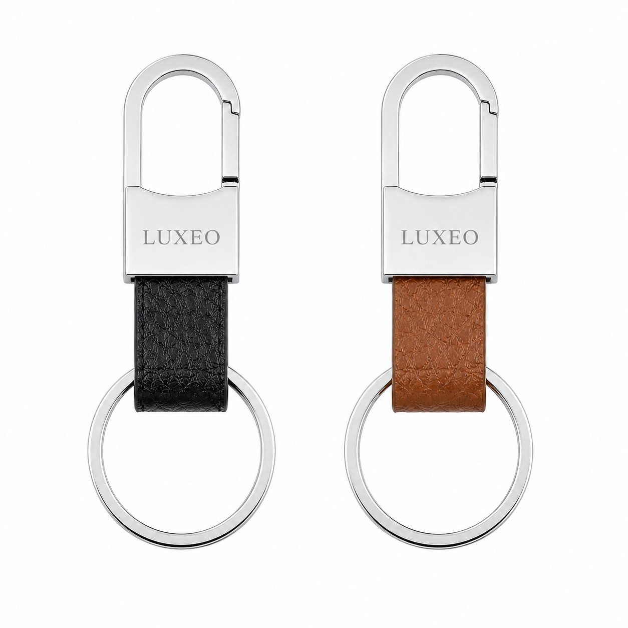 Stainless Steel Keychain With Faux Leather Strap