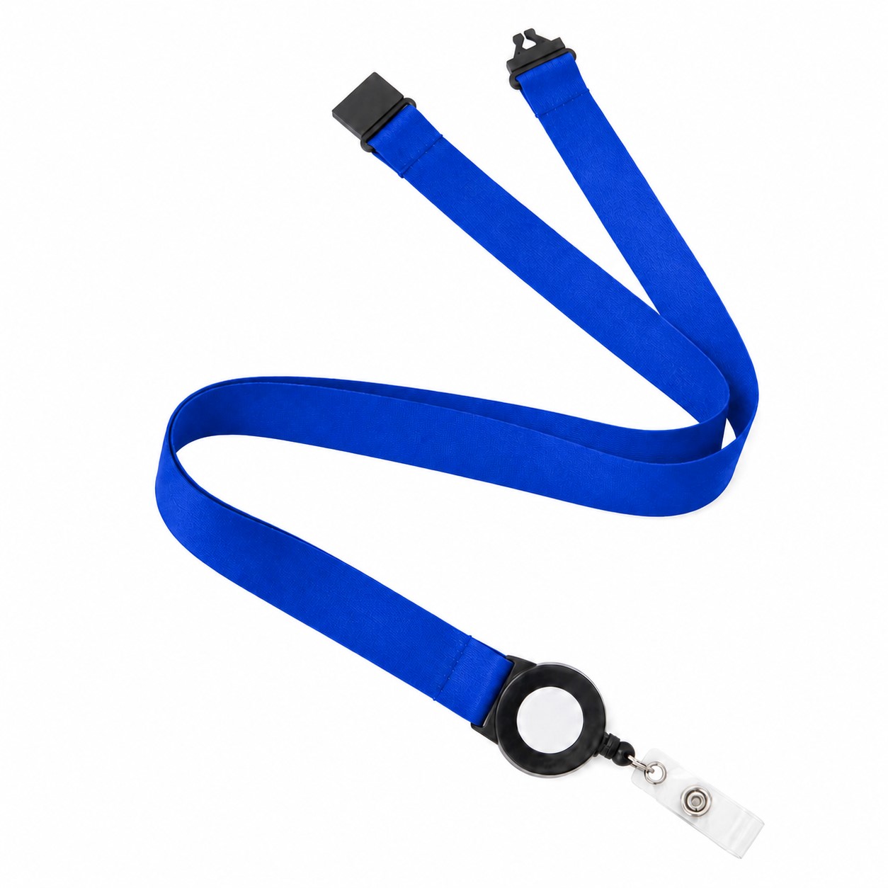 Polyester Lanyard With Retractable Badge Reel — Blue