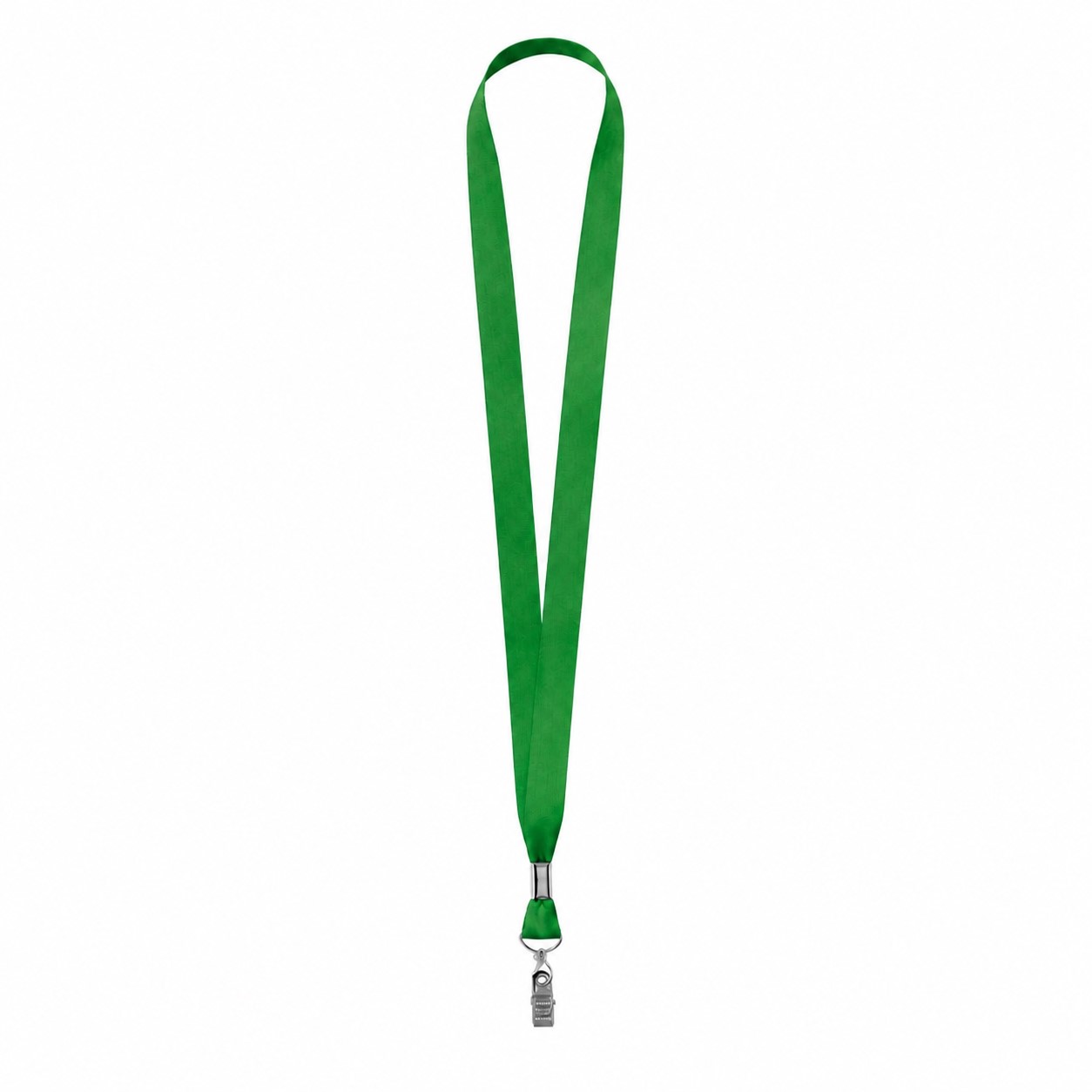 Polyester Lanyard With Bulldog Clip — Green