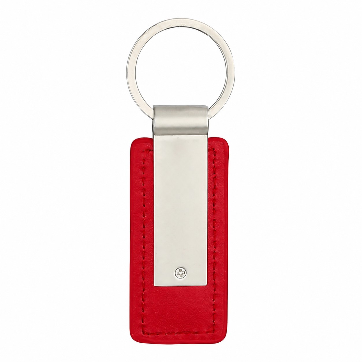 Rectangular PU Leather Keychain — Red
