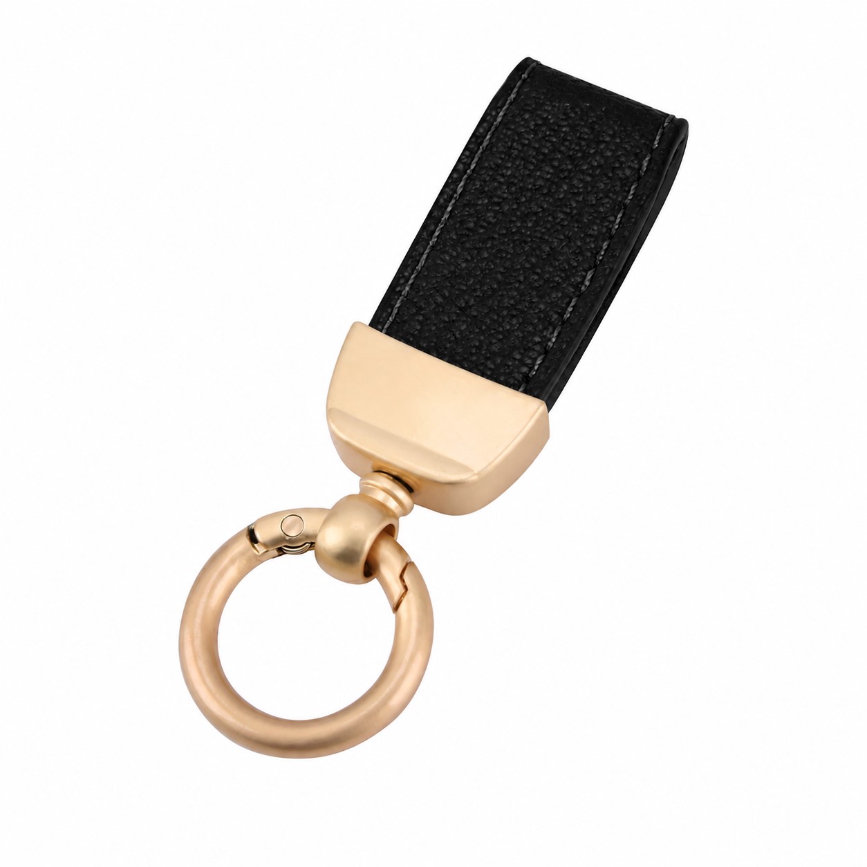 Detachable PU Strap Keychain Ring — Black