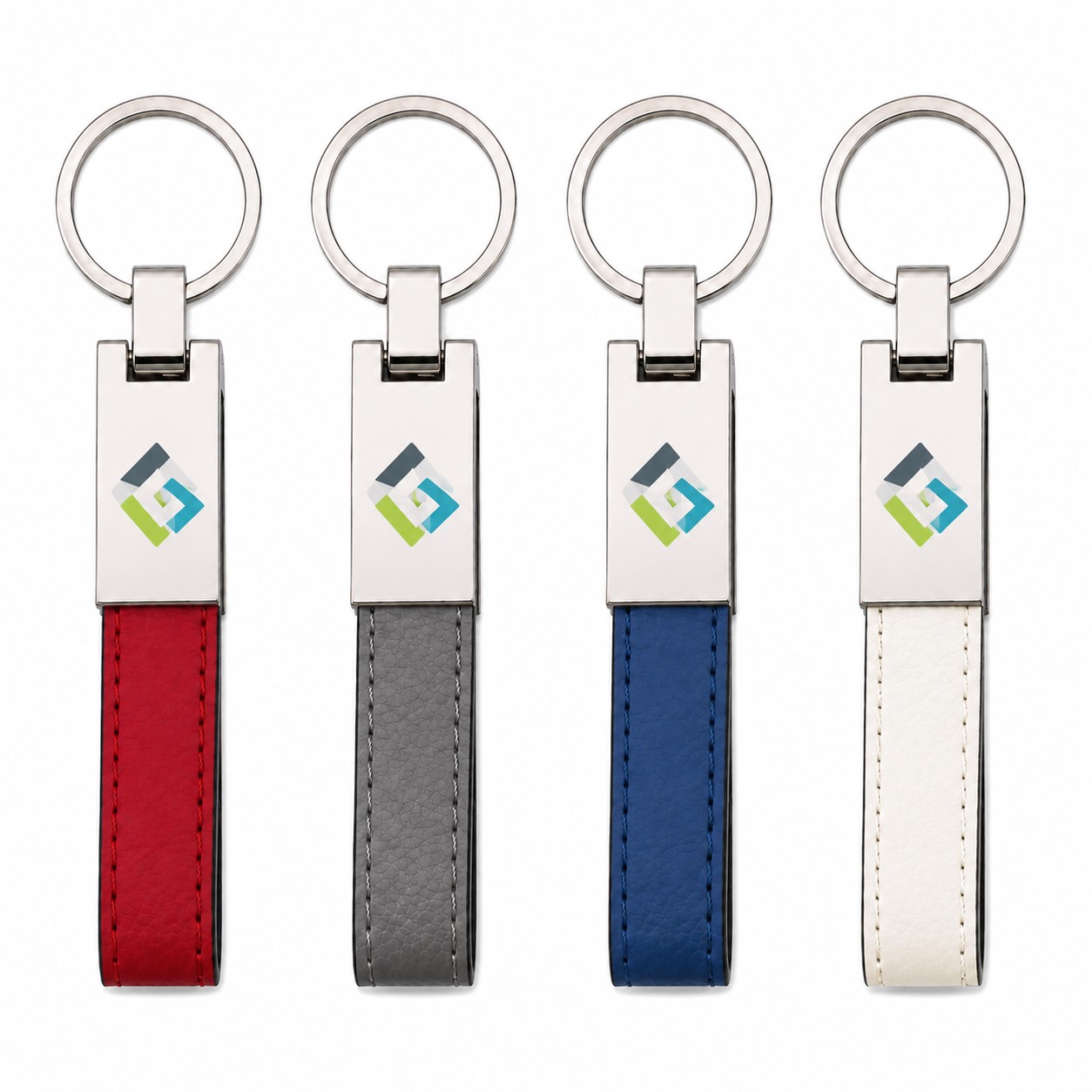 Looped Leather Key Fob With Alloy Ring — view 1