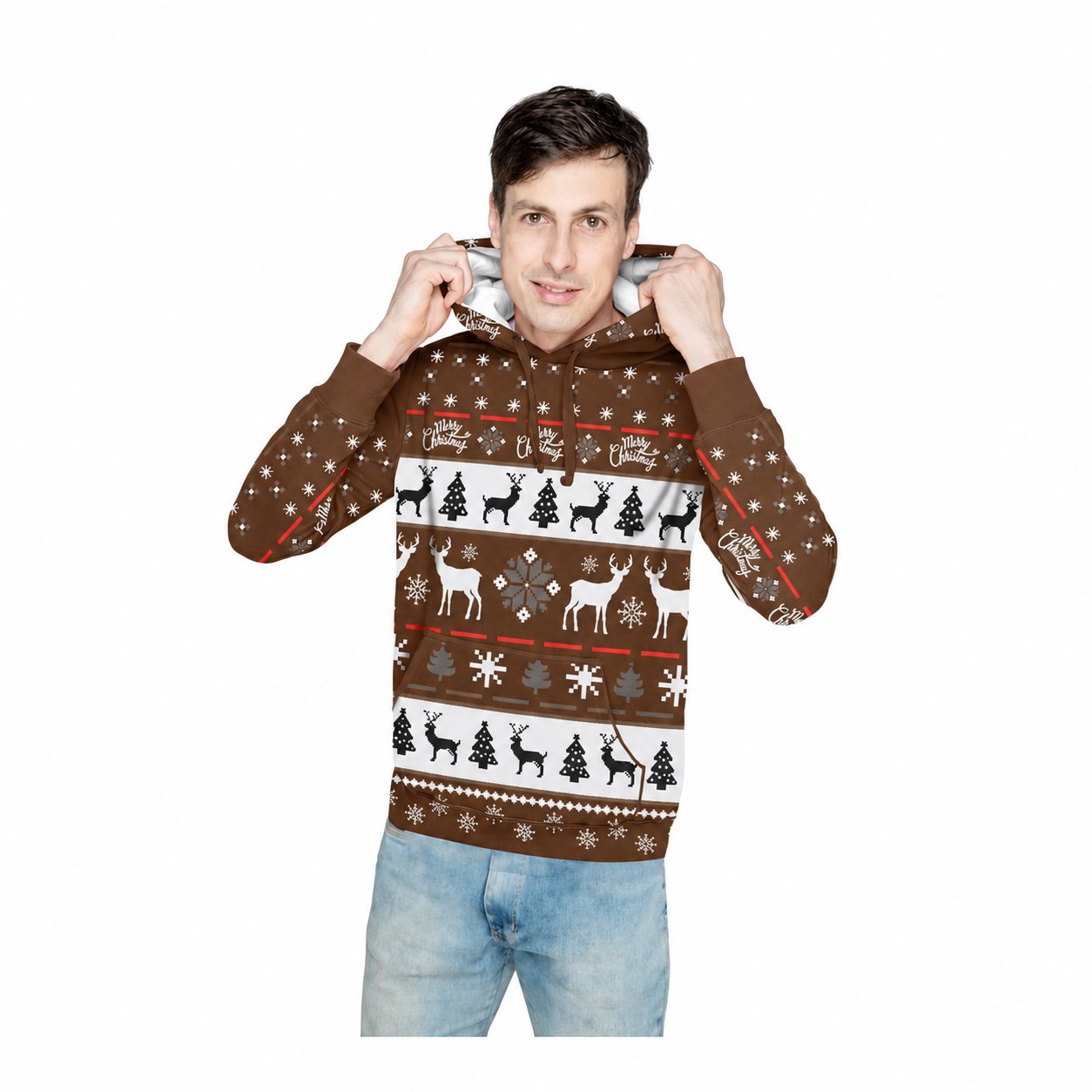 Polyester Hoodie With Kangaroo Pocket — Brown