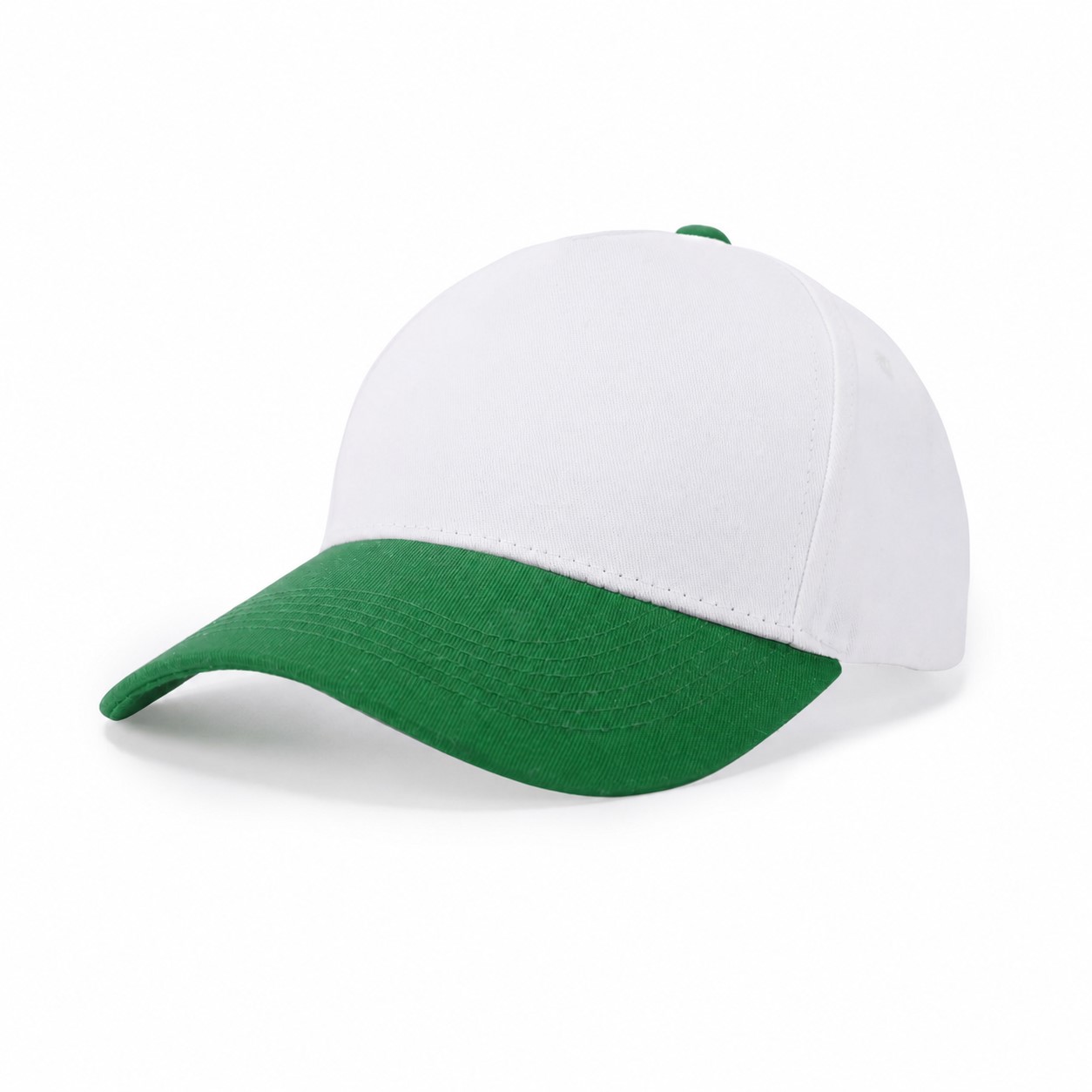 Two-Tone Cotton Twill Structured Cap — White/Green