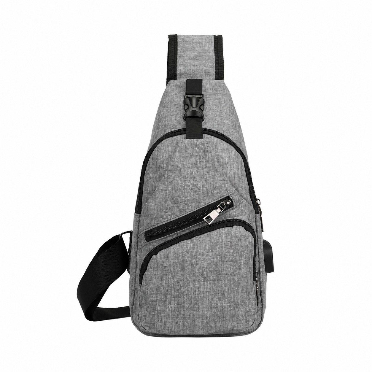 300D Polyester Crossbody Sling Bag — Gray
