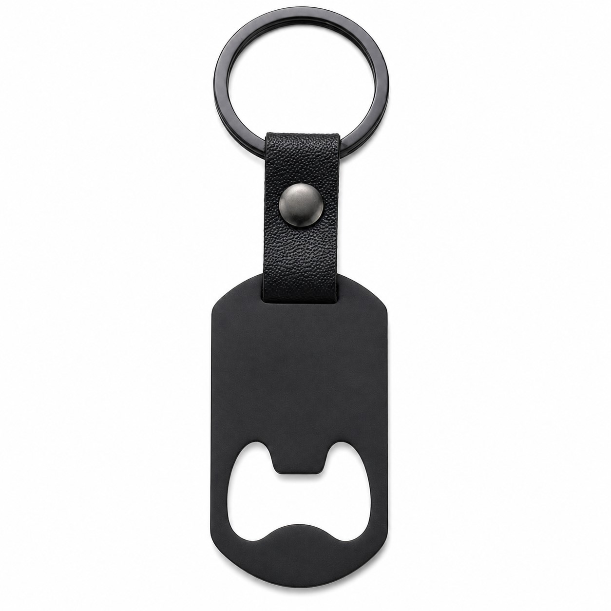 Leather Loop Stainless Steel Opener Keychain — view 2