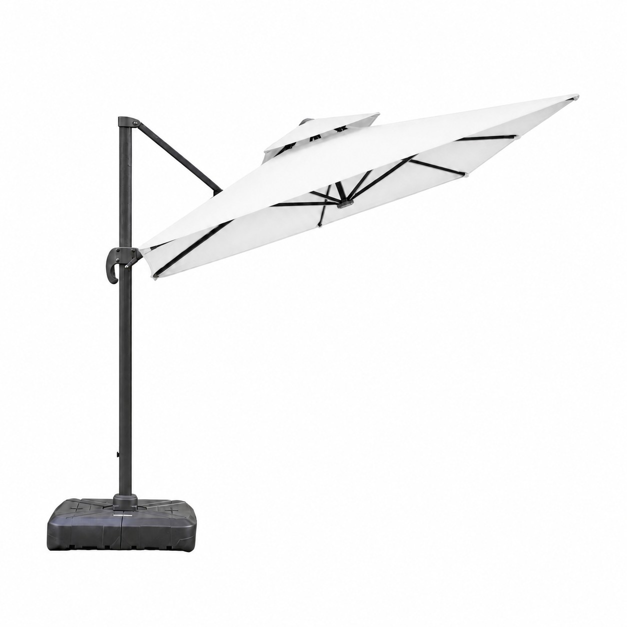 Square Cantilever Patio Umbrella — Clear White