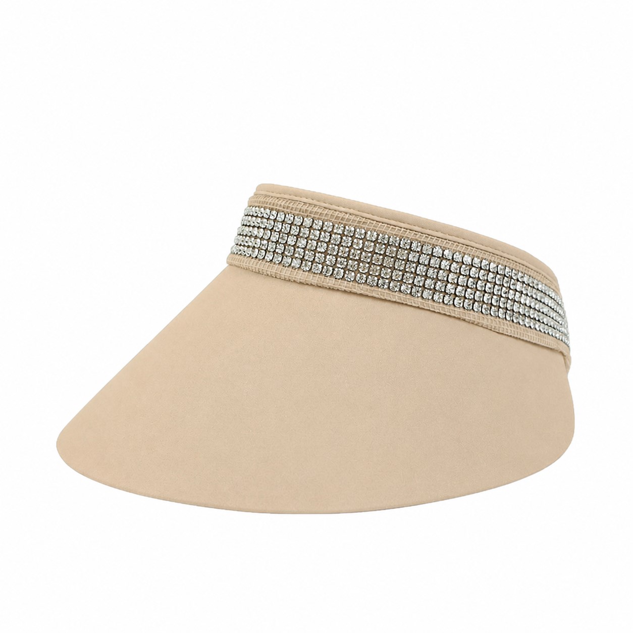 Jeweled Polyester Sun Visor Hat — Beige