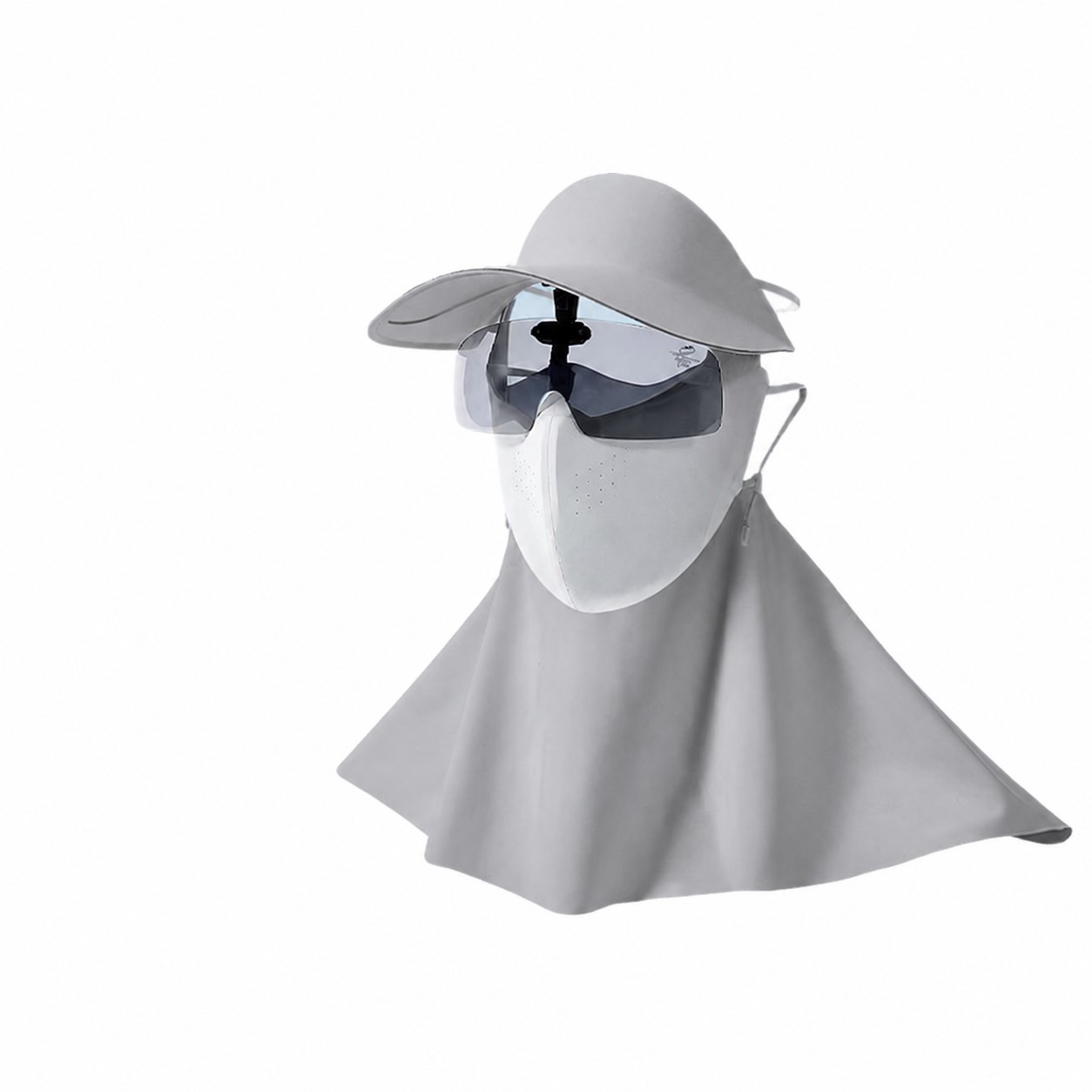 Polyester Full Face Visor Hat — Light Gray