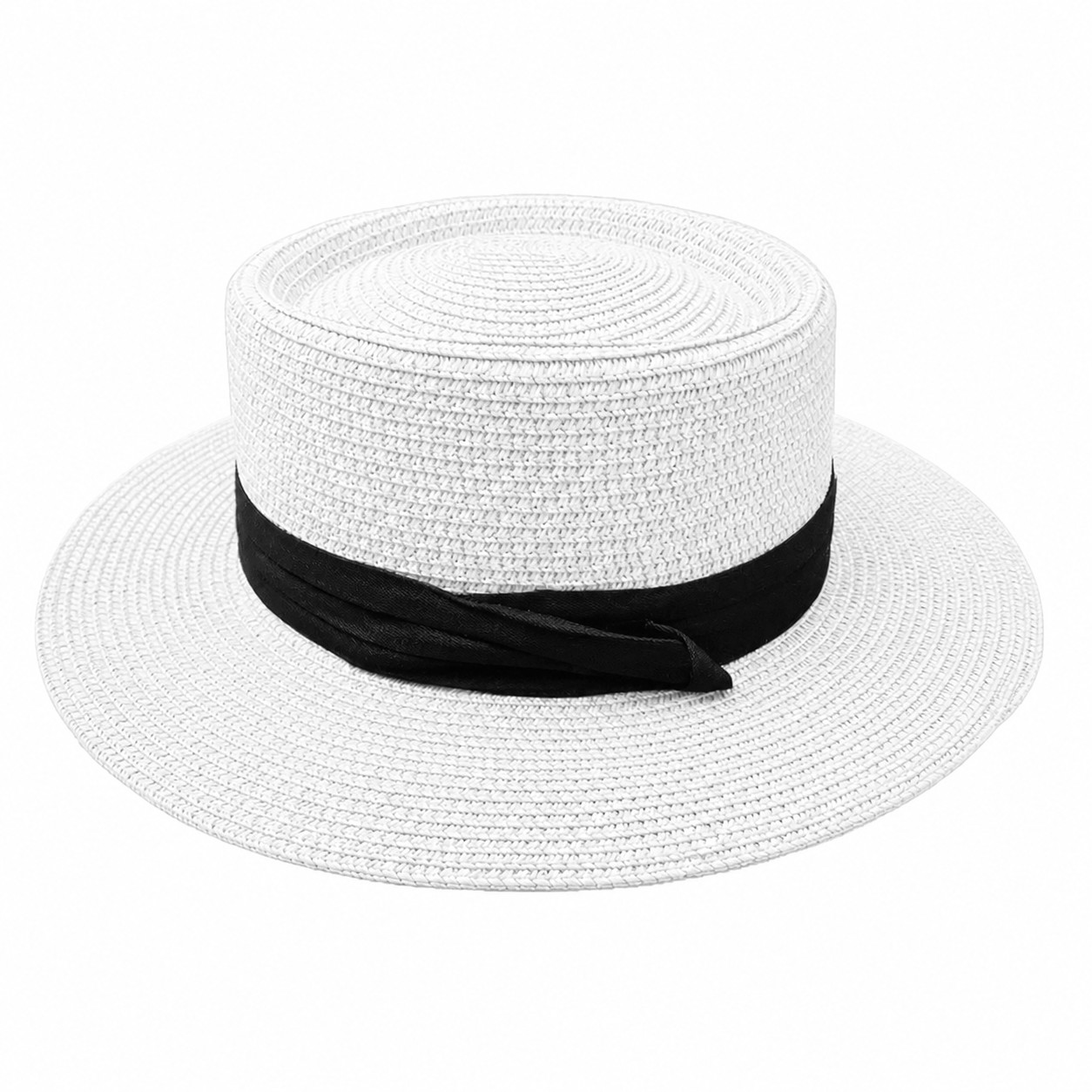 Bamboo Fiber Panama Boater Hat — White