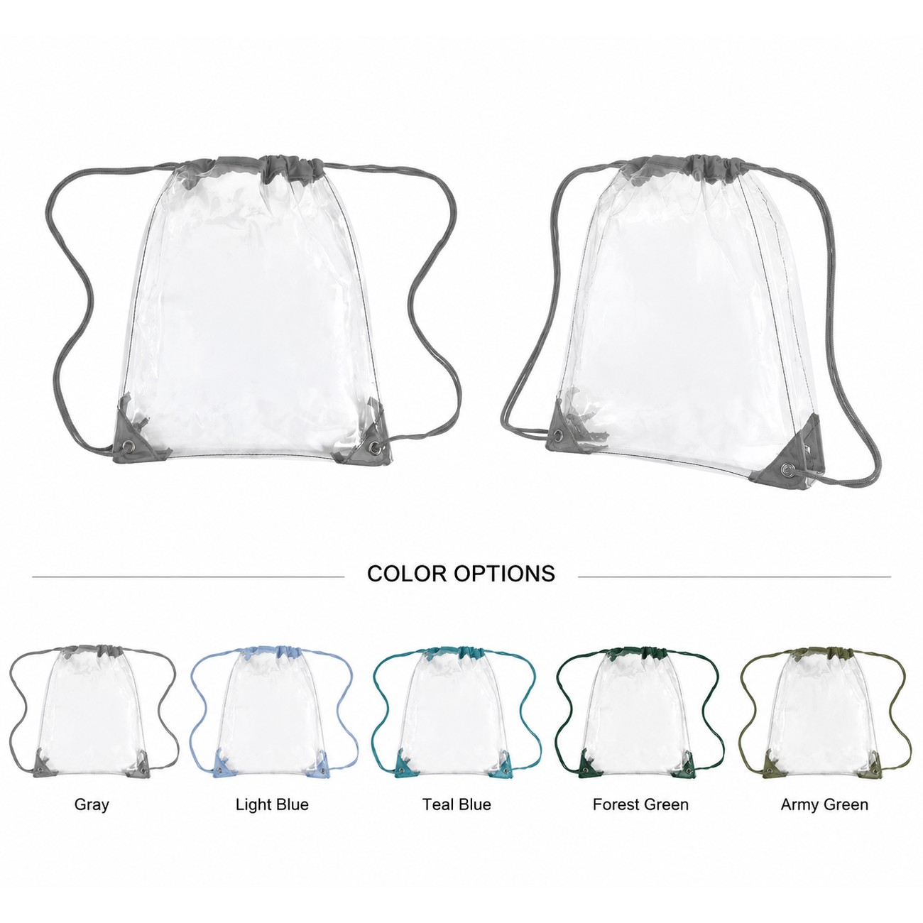 PVC And 210D Polyester Clear Drawstring Bag