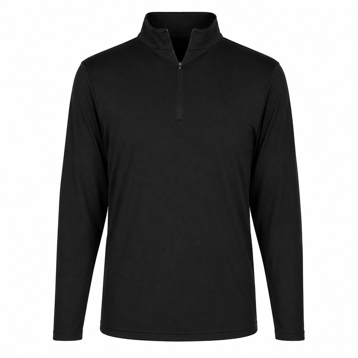 Polyester Jersey Quarter Zip Pullover — Black