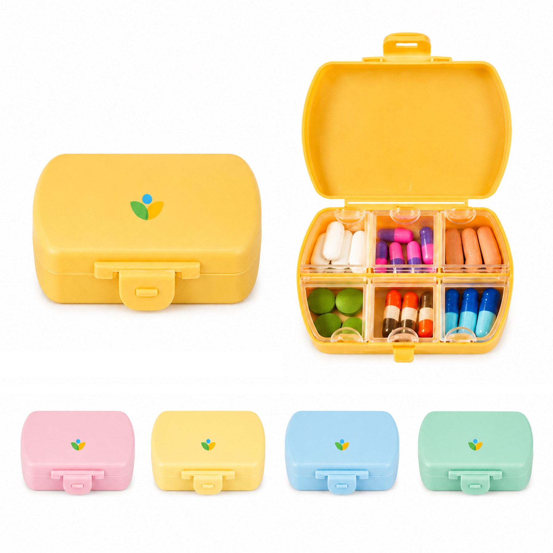 Six Compartment Polypropylene Travel Pill Case