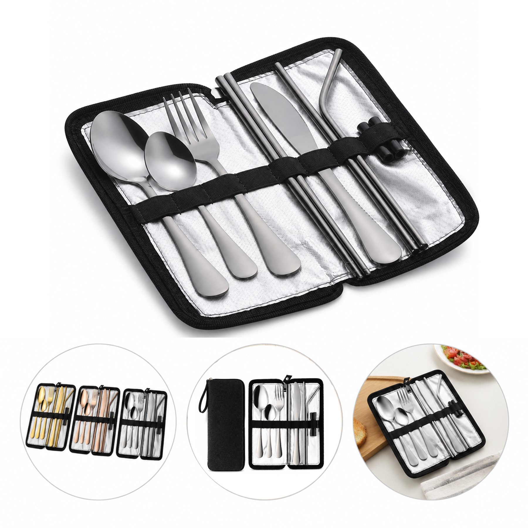 Stainless Steel Cutlery Set With Travel Case