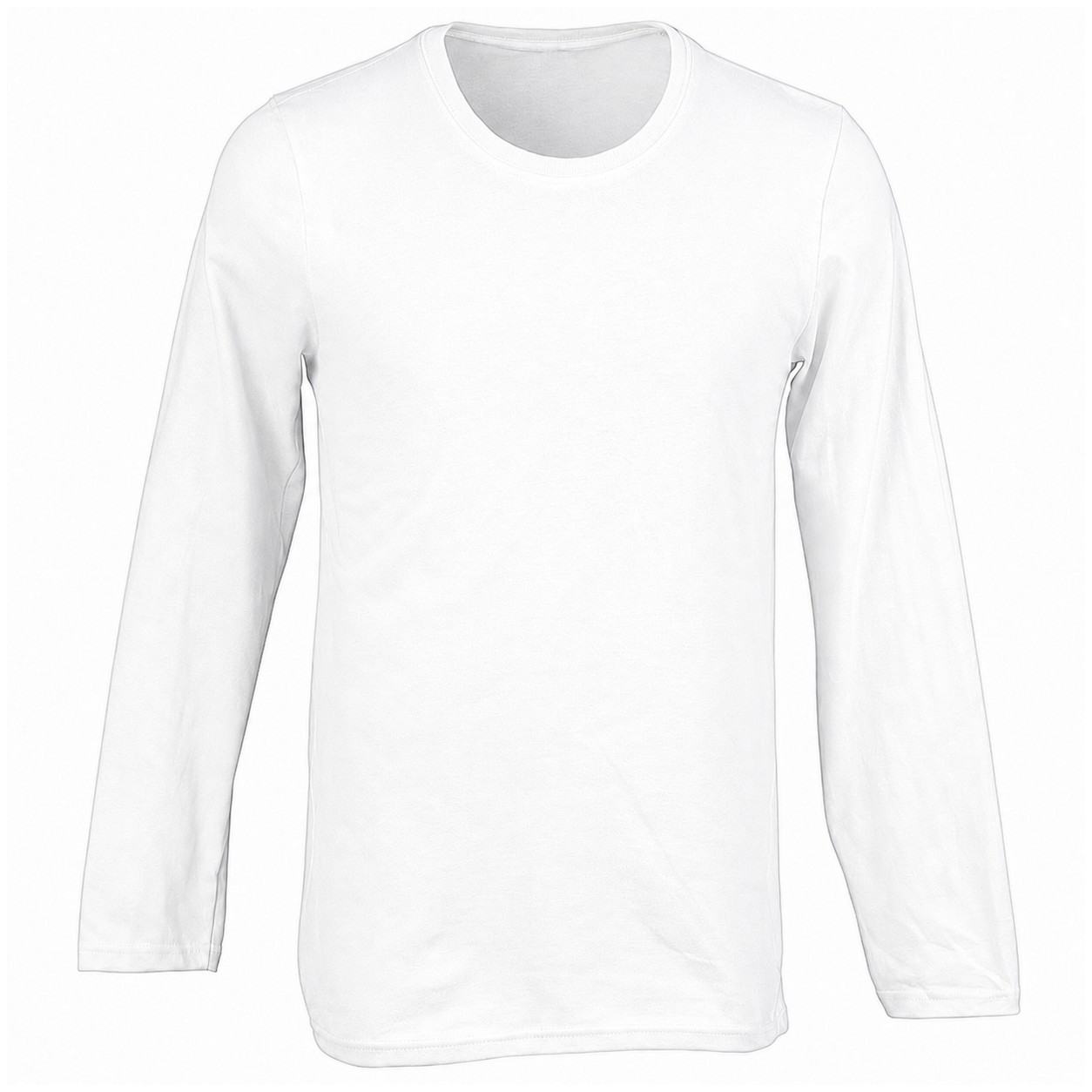 Ringspun Cotton Long Sleeve Crew Shirt — White