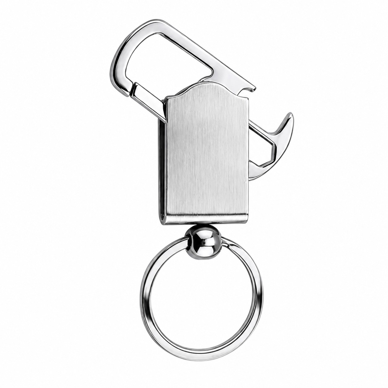 Stainless Steel Bottle Opener Keychain With Carabiner — view 2