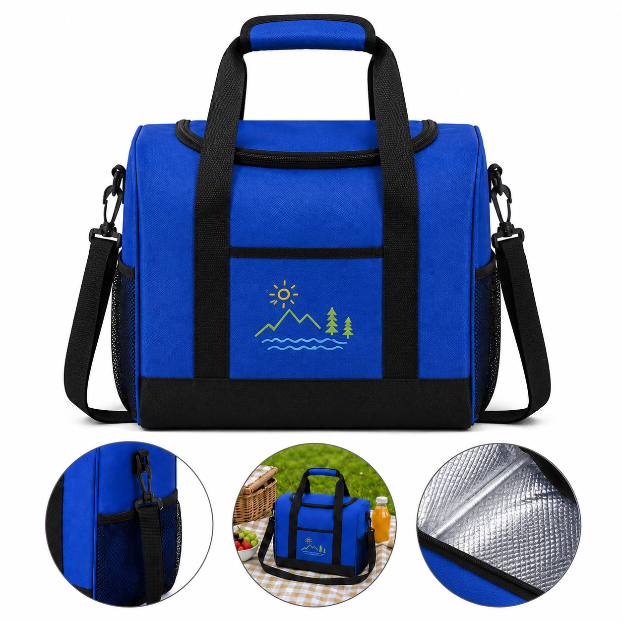 Rectangular Polyester Insulated Shoulder Cooler Bag — view 1
