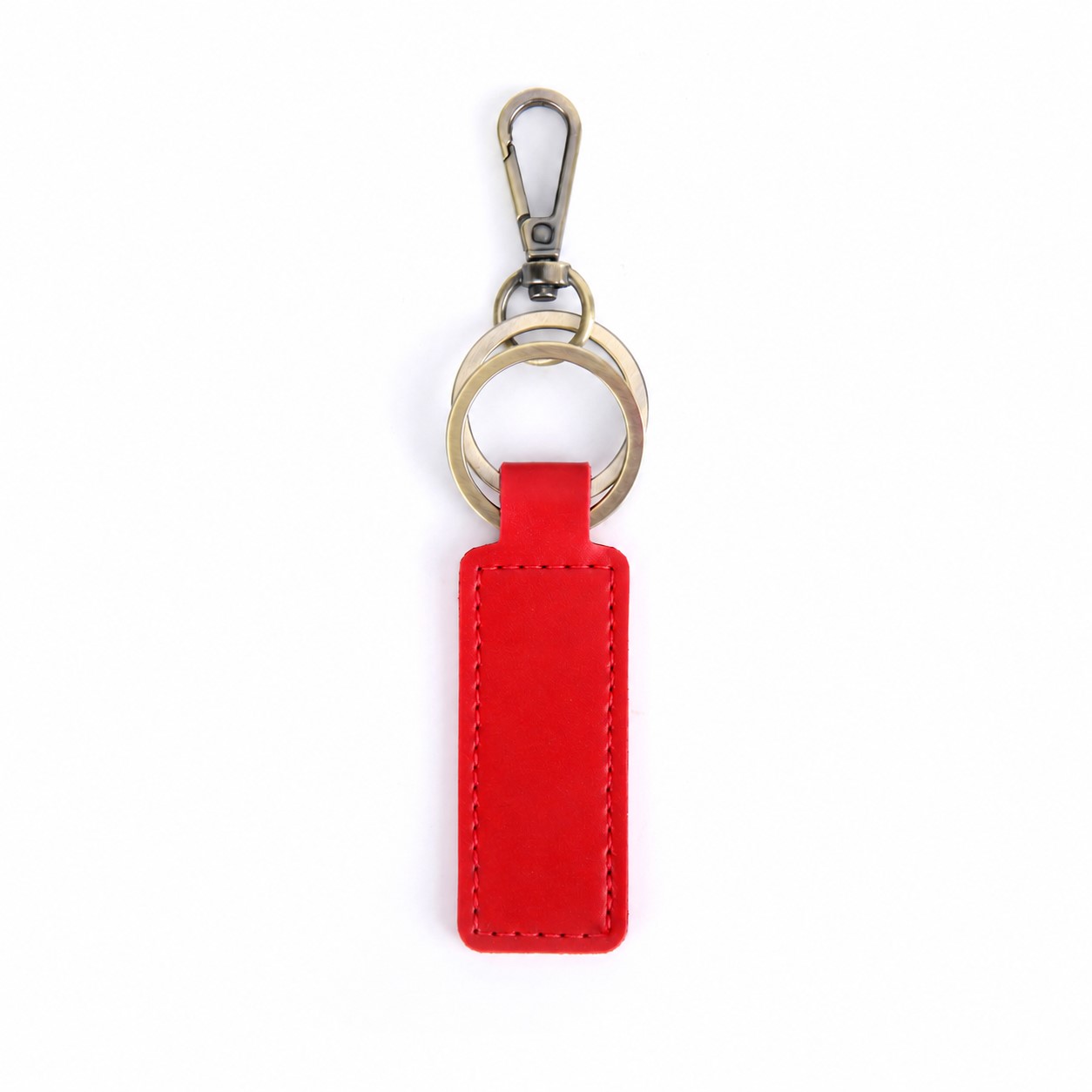 Saddle Leather Keychain Tag — Red